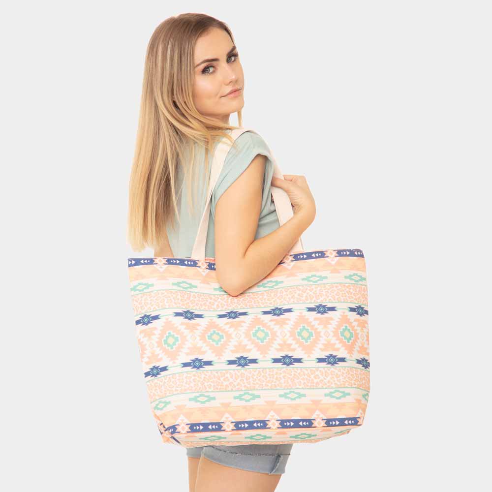 beach tote tribal leopard